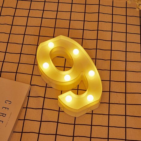 Jandei - Letras LED Número 9 iluminadas luz blanca cálida altura 22cm con pilas 2xAA Letras LED
