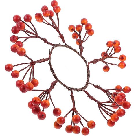 Couronne de bougies artificielles décoratives (2 pièces) avec anneaux de bougies aux baies orange artificielles. (1/5)