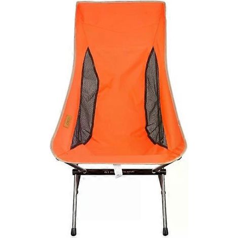 Chaise de camping pliante portable - Hauteur réglable, légère, orange (1/3)
