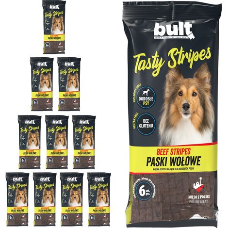 BULT Tasty Stripes, premios para perros, sabor a ternera, 10 x 60 g (1/3)