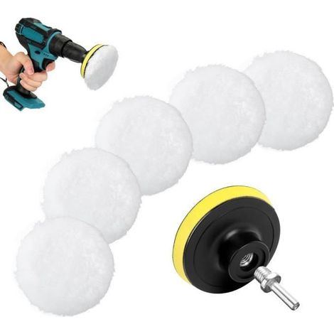 80mm Tampon Polissage En Laine, 5 Pièces Disque De Polissage, Pour Le Polissage Et Le Cirage De Voiture, Avec M10 Adaptateur (1/4)