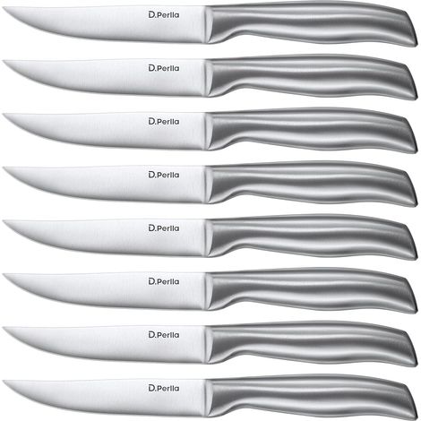 Couteau à Steak, Ensemble de Couteaux à Steak à Lame Droite Extra Tranchante, Couteau à Steak à Bord Droit Pour la Table de Cuisine, 23.1 CM (1/5)