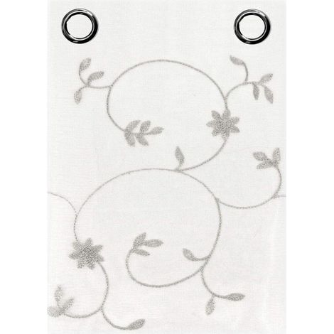 Tende Finestre Porta Interno Coppia 2 Pz Semitrasparente Fiori Grigio - 140x280 cm