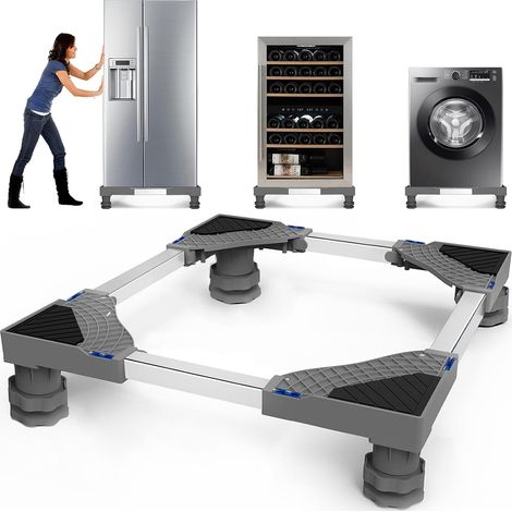 Support de machine à laver avec 4 pieds pour lave-linge, réfrigérateur et sèche-linge, base réglable avec fonction antidérapante d'absorption des chocs, (réglable : 42-65 cm) (1/5)