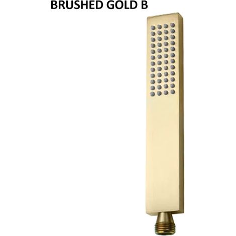 Pommeau de douche carré à main en acier inoxydable 304 (doré brossé), étanche et finition uniforme. Accessoires de salle de bain. (1/4)