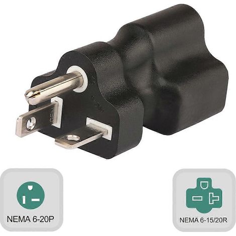3-poliger Nema 6-20P-Steckdosenkonverter, Computer-Stromkabeladapter auf Nema 6-15/20R