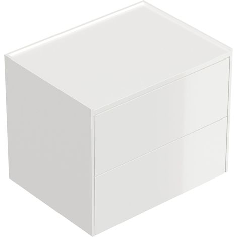 Design Nachttisch Kommode Somnia L 60cm, 2 Pushauszüge lackiert Weiß Hgl (1/5)