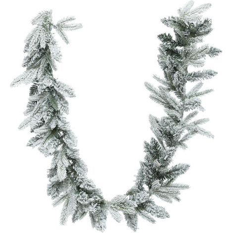 Guirnalda navideña Atmosphera de 180 cm, verde con adornos blancos. (1/2)