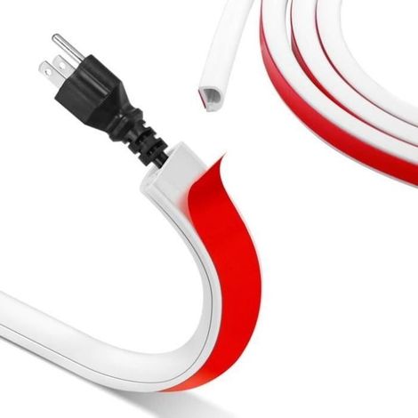 1M Goulotte Passe Cable Sol,Mini Goulottes de Câbles,Auto-adhésif Cache-câble Sol Demi-Rond,Canal de câble Flexible,Ruban Adhésif (1/4)