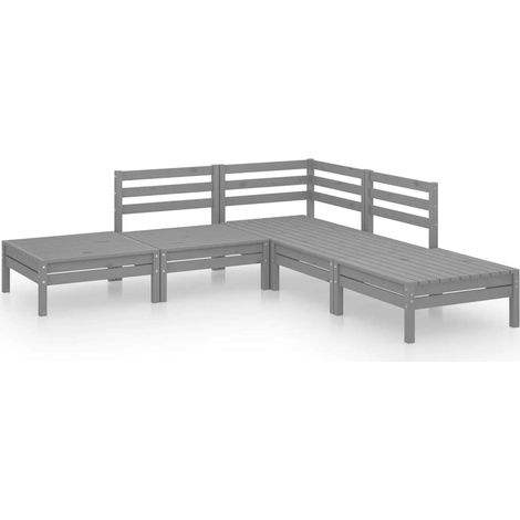 Maison Exclusive - 5-tlg. Garten-Lounge-Set Massivholz Kiefer Gra (1/5)