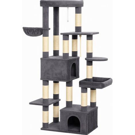 PawHut Albero Tiragraffi per Gatti Grande Alto 180cm con 13 Pali Graffiatoi (1/5)