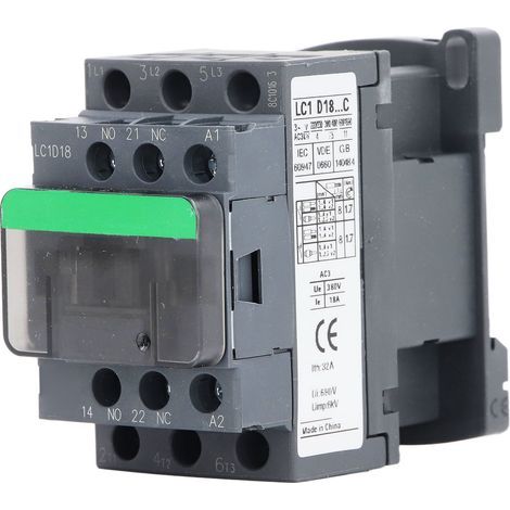 Contacteur AC LC1D18, tension nominale 380V, remplacement électrique industriel, bobine 18A AC220V (1/4)