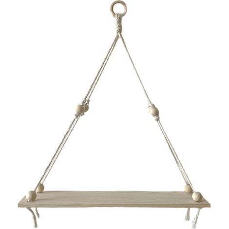 Etagère Murale en Cordon Tissé - Bois Naturel - Pour Cuisine Salle de Bain Plantes Intérieur - 1 Pièce