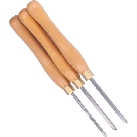Outil de tournage sur bois en 3 pièces, manche en hêtre, insert en acier pour le travail du bois et le bricolage (1/5)