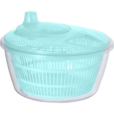 Obst- und Gemüsewaschschleuder, Salatschleuder aus PP, Salattrockner, Salatschüssel, einfach zu bedienende Obst- und Gemüsewaschschleuder, manuelle Salatschleuder, blau