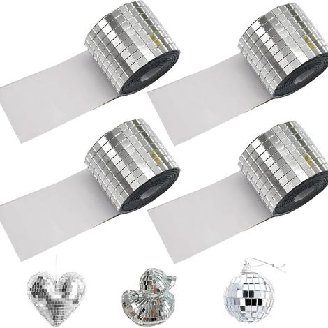 4 rouleaux d'autocollants miroir mosaïque, autocollants lumière ambiante 4 cm x 1 m (1/4)