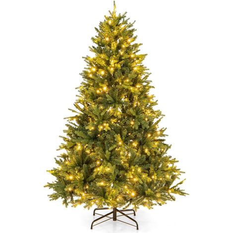 COSTWAY 180cm Árbol de Navidad Artificial, 350 Luces LED Blancas Cálidas y Multicolores, 11 Modos de Iluminación, 1168 Puntas de Rama de PE y PVC, Soporte de Metal, Navidad Decoración (1/5)