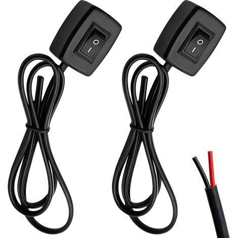 Lot de 2 interrupteurs à bascule 12 V/24 V marche/arrêt avec câble de 75 cm, pâte adhésive 3 A type Surface Mount universel pour voiture, bateau, barre lumineuse LED, phare antibrouillard, camping-car (1/5)