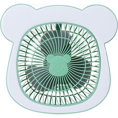 Ventilateur de bureau avec lampe LED, rechargeable par USB, 3 vitesses de ventilation, idéal pour la chambre, le camping et les dortoirs. (1/5)