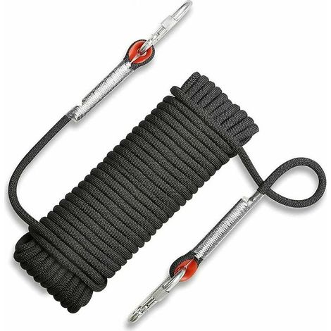 20 m long climbing rope for outdoor use, tear-resistant mountaineering rescue rope, 13 mm diameter, black (1/5)