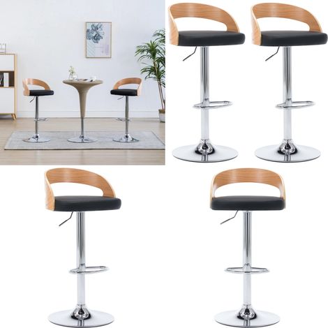 Barhocker 2 Stk. Schwarz Kunstleder und Bugholz - Barhocker - Küchenstühle - Esszimmerstühle - Designerstühle - Schwarze Möbel - Home & Living (1/5)