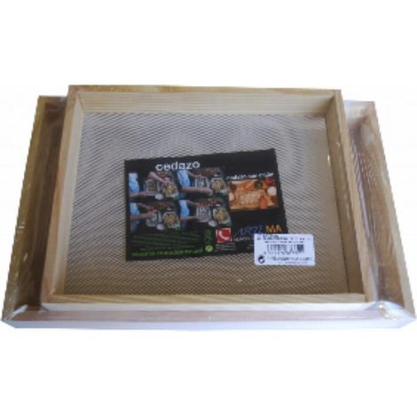 FPLUS cedazo c/cajon de 40x26 cm.rej.met. , Cedazo de madera con rejilla de aluminio y cajon recogedor.