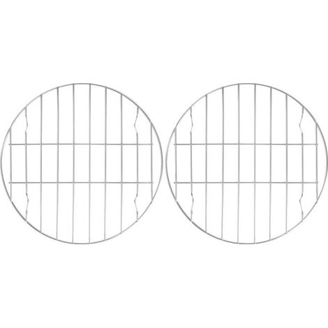 Lot de 2 grilles rondes en acier inoxydable, accessoires de gril (sans plateau) (argent, diamètre 25 cm) (SKU produit : 96442590 SKU Offre : mkh25.6.17-8) (1/4)