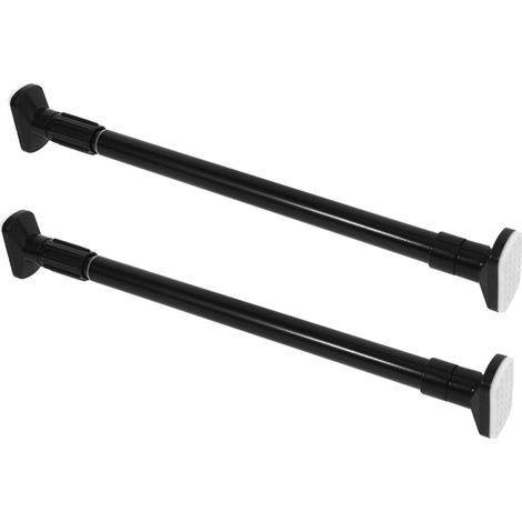2 Pièces Tringle à Rideaux de Salle de Bain sans Perçage, Tringle à Penderie Télescopique 50-80cm, Noir, Abs et Acier Inoxydable, Extensible, Antirouille (1/5)