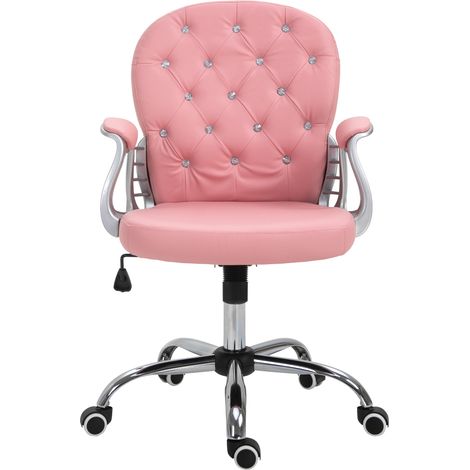 Chaise de bureau à domicile, chaise de bureau en similicuir, chaise pivotante réglable en hauteur, chaise de coiffeuse, chaise de bureau, capacité de charge jusqu'à 120 kg, pour bureau, chambre, rose (1/5)