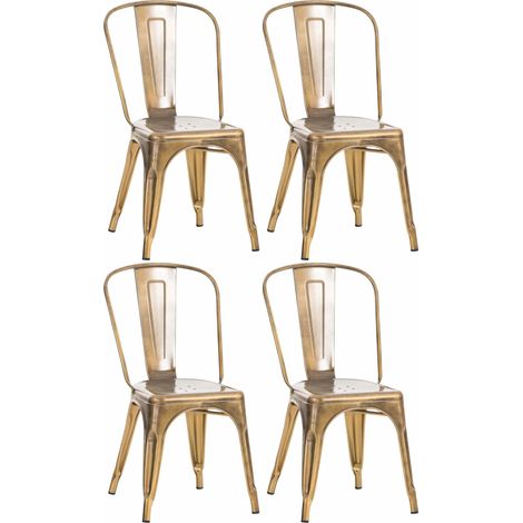 CLP – Set de 4 chaises empilables métal – Design industriel moderne – Hauteur d'assise 44 cm – Idéales pour cuisine et salle à manger (1/9)