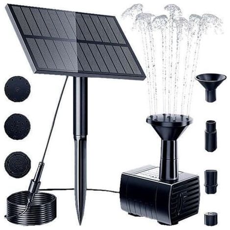 Pompe à eau solaire, idéale pour les fontaines, les bassins ou les jardins, livrée avec un câble de 3 mètres. (1/4)