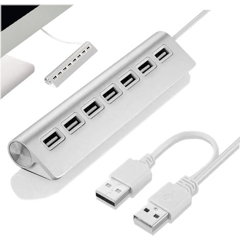 Hub USB 2.0 a 7 porte in alluminio con splitter 1x7 (1/5)