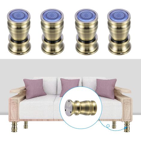Lot de 4 pieds de meubles de 8 cm d'épaisseur en alliage d'aluminium réglable pour étagères, armoires, tables, plans de travail, cuisine(bronze) (1/5)