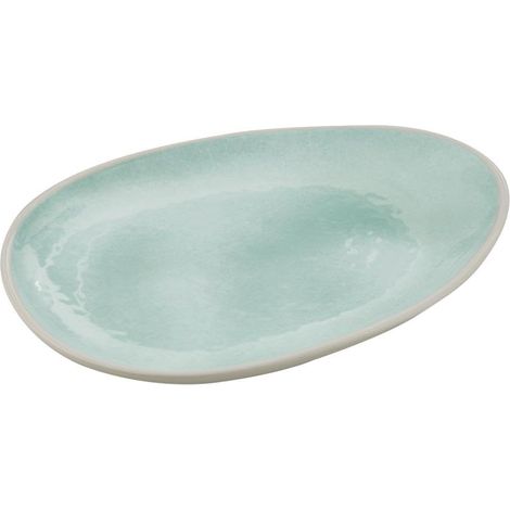 Assiette CALA - Mélamine vert/gris, 27 x 21 cm, empilable (1/5)