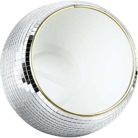 Seau à glace en plastique miroir pour fête, seau à boissons pour vin et boissons froides, bords dorés blanc laiteux (1/5)