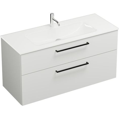 Lavabo en verre Burg Eqio avec vasque intégrée, mélamine, 615 x 1220 x 490 mm, blanc brillant, GR0234