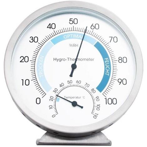 Hygromètre/thermomètre intérieur/extérieur 5" Jauge d'humidité Moniteur de température et d'humidité Compteur en acier inoxydable Moniteur de température et d'humidité Intérieur/extérieur