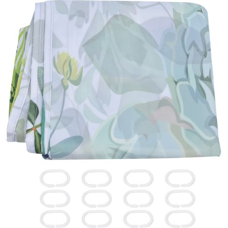 Rideau de douche séparation salle de bain style épuré motif feuilles avec crochets pour maison hôtel (1/5)