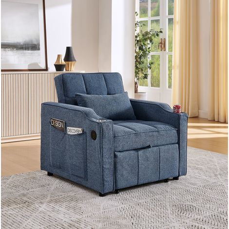 poltrona soggiorno 190 cm letto ospiti blu navy OKMYHOME (1/5)