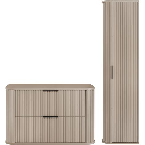 Ensemble un meuble 80 cm et une colonne 35/139 cm à suspendre GLAMOUR CACHEMIRE (1/5)