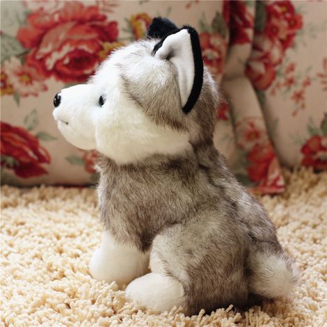 Peluche Husky de 18 cm, jouet réaliste en peluche, adorable chiot en peluche, cadeau idéal pour un anniversaire, Noël ou le Nouvel An. (1/5)
