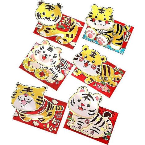 36 enveloppes rouges pour le Nouvel An chinois 2022, compatibles avec l'année du Tigre (1/5)