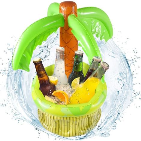 Rafraîchisseur gonflable en forme de palmier. porte-gobelet gonflable pour bar de piscine. porte-gobelet flottant pour piscine. idéal pour une fête à la piscine ou sur la plage (1/4)