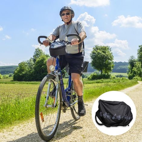Funda protectora para bicicleta de dos piezas, impermeable, a prueba de polvo y resistente a los rayos UV, 200 cm x 100 cm. (1/3)
