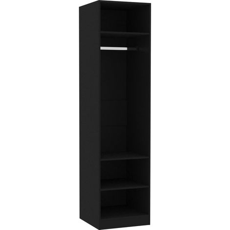Vidaxl – Garde-robe noire 50x50x200 cm – Bois d'ingénierie durable – 3 compartiments + tringle pour vêtements longs – Solution de rangement élégante