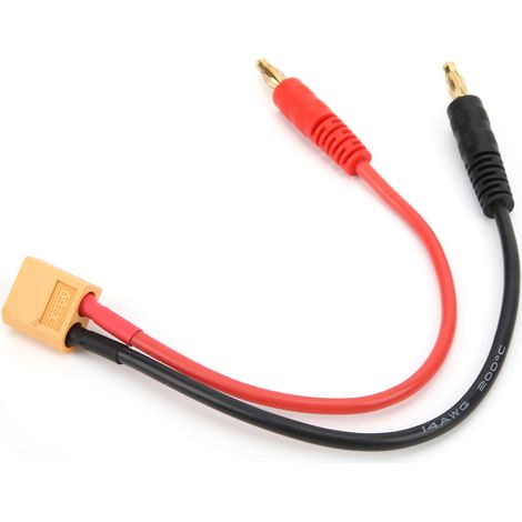 Câble de charge RC 15cm XT60 vers fiche banane 4.0mm 14AWG pour chargeur batterie LiPo (1/5)