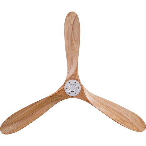 Grand ventilateur de plafond en bois naturel sans éclairage, étanche avec tige de suspension et design moderne pour terrasse (1/5)