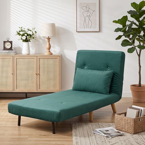 Fauteuil convertible 3 en 1, chaise pliante avec fonction couchage, dossier réglable à cliquet, vert foncé (1/5)