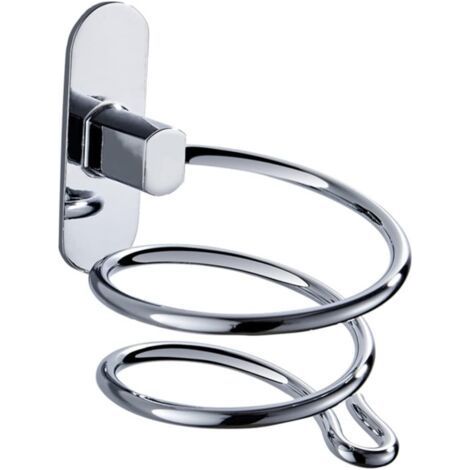 Stainless Steel Hair Dryer Holder - Punch-Free Installation Storage Rack Compact Design Suitable for Bathroom (1/5)