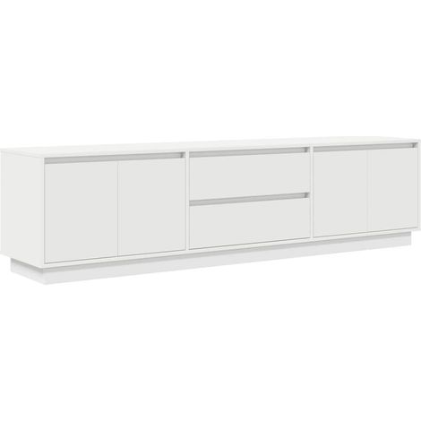 Mueble TV con luces LED 193,5 x 41 x 50 cm práctico espacio de almacenamiento diseño moderno de madera contrachapada blanco 020055838 (1/5)